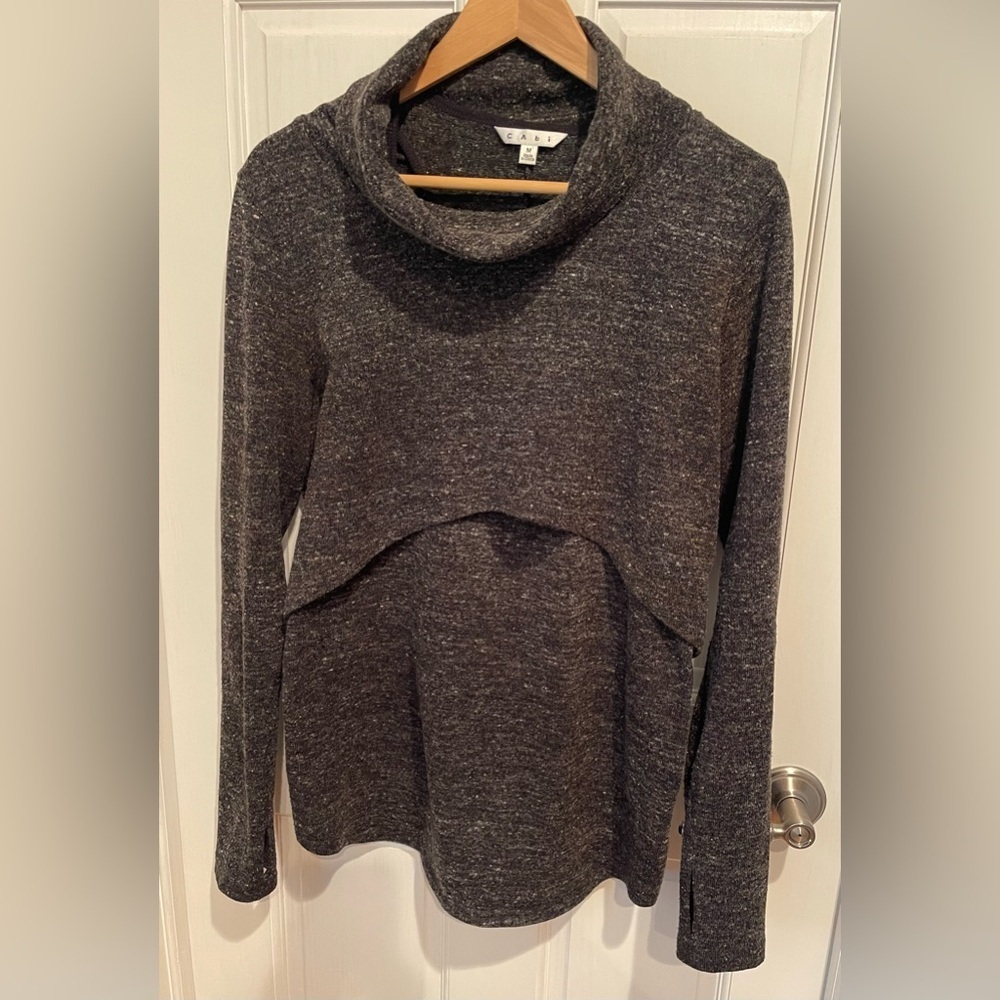 CAbi Charcoal Cowl Neck Two Piece Sweater S